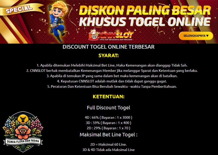 Mainkan Togel di CNNSLOT: Nikmati Diskon Togel Online Terbesar Sekarang